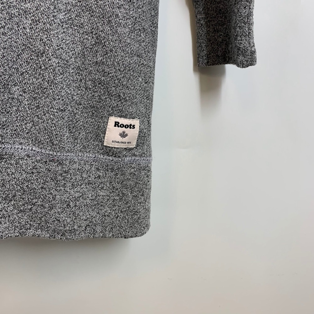 Roots Gray Heathered Fleece Logo Hoodie Dress Size M Medium - Picture 6 of 13
